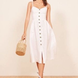 Reformation Thelma white linen Midi Summer Sun Dress 2